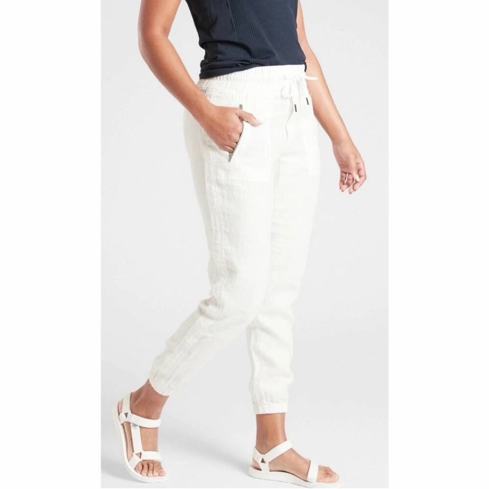 Athleta White Drawstring Jogger Pants
